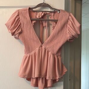 Pink Smocked Women's Top